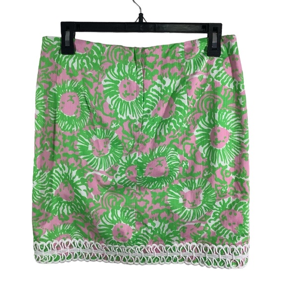 Lilly Pulitzer Vintage Sunnyside Lion Skirt Lace Trim 100% Cotton - Picture 4 of 10